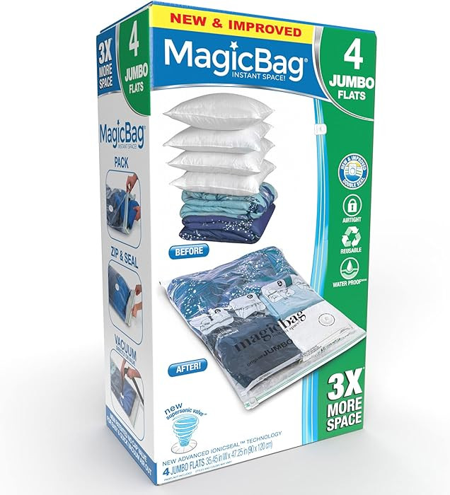 MagicBag Smart Design Instant Space Saver Storage - Flat Jumbo - Set of 8 Bags Total - Airtight D... | Amazon (US)