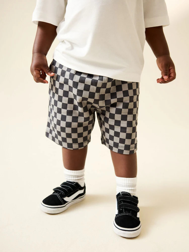 Charcoal Checkerboard Jersey Shorts (3mths-7yrs) | Next US