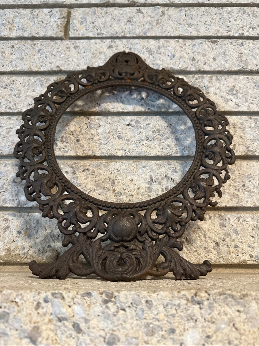 vintage antique JM29 IRON ART round mirror ornate cast iron frame FRAME ONLY | eBay US