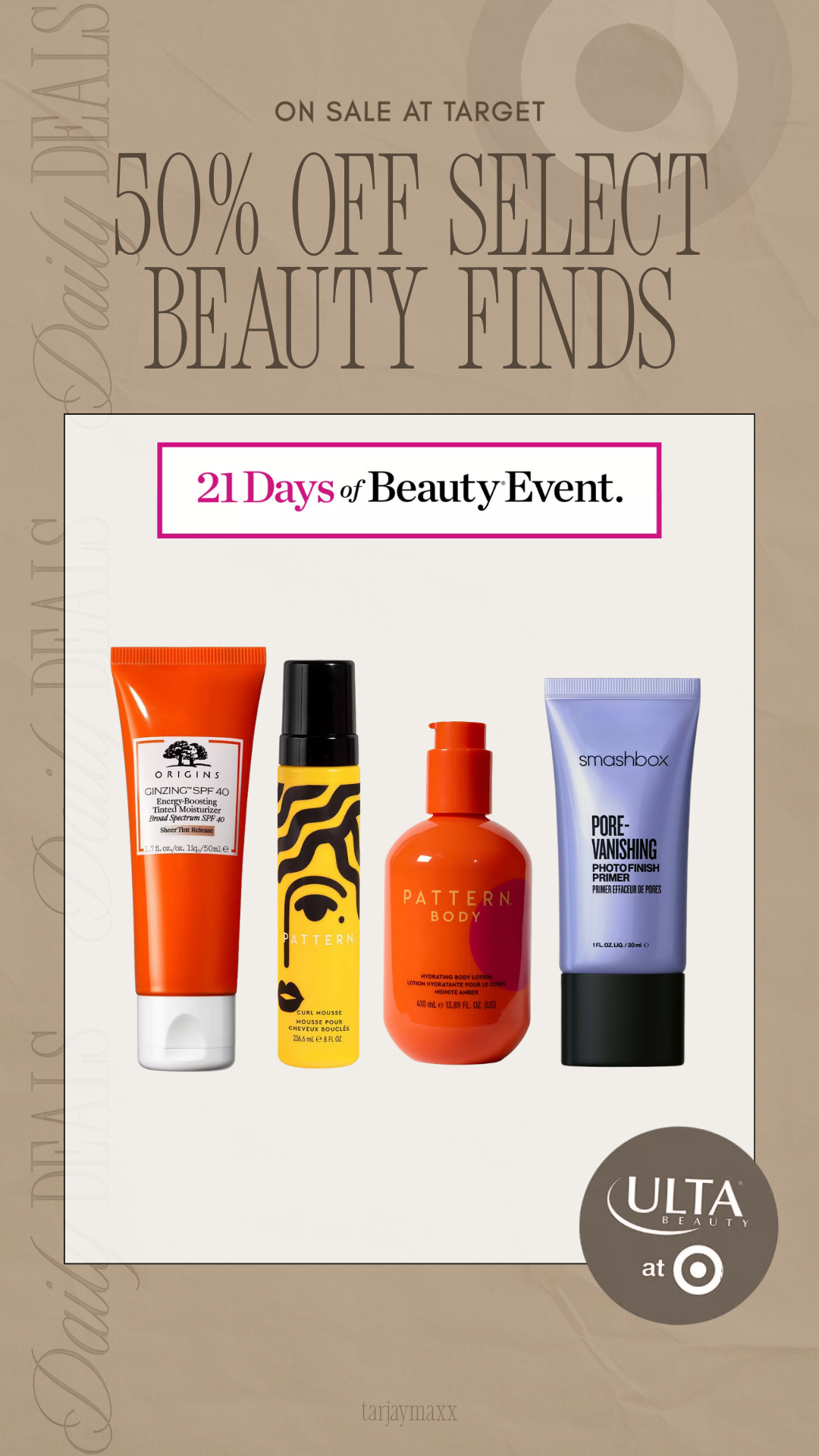 Today’s Target beauty deal for the 21 Days of Beauty event— select products are 50% off including favorites from Origins, Pattern, and Smashbox. Such a good time to stock up while they’re half off!
spring outfits 2026, easter dress women, date night outfits, vacation outfits beach, easter outfits women, spring dresses, st patricks day outfit women, easter basket ideas, plus size fashion, work outfits, target beauty deal, ulta beauty at target, beauty sale, skincare deals, makeup deals, smashbox primer, origins skincare, pattern haircare, target beauty finds 

 #LTKmorningroutine #LTKselfcare #LTKBeauty