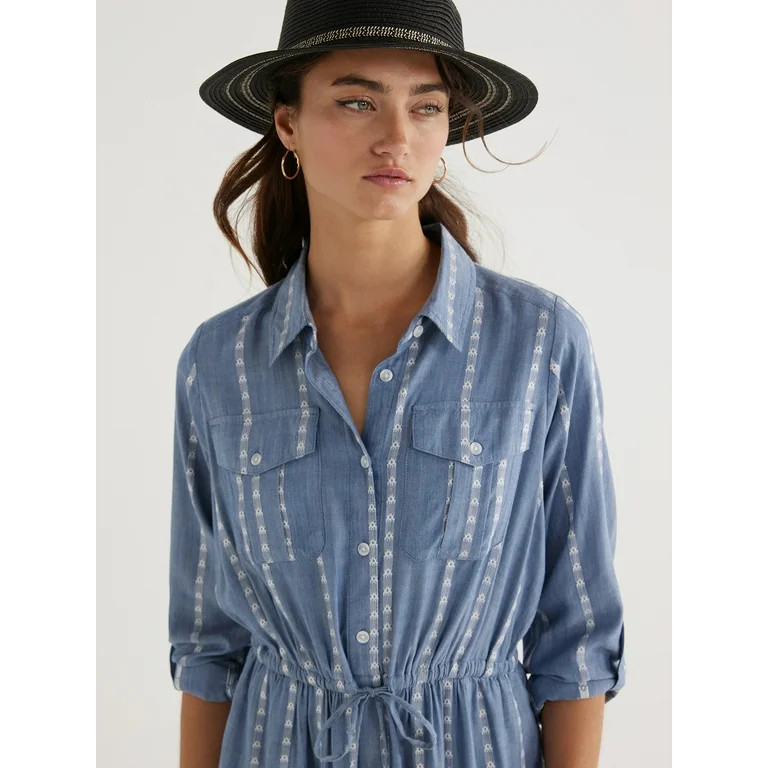Time and Tru Women’s Utility Shirt Dress, Sizes XS-XXXL - Walmart.com | Walmart (US)
