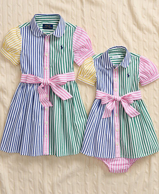 Polo Ralph Lauren Big, Little, and Baby Girl's Matching Striped Cotton Fun Shirt Dress - Macy's | Macy's