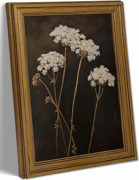 VXGMYPGZ Vintage Moody Botanical Wall Art Queen Anne's Lace Still Life, Classic Farmhouse Floral ... | Amazon (US)