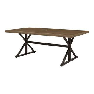 Hampton Bay Chasewood Brown Rectangle Metal Outdoor Dining Table 745.0920.000 | The Home Depot