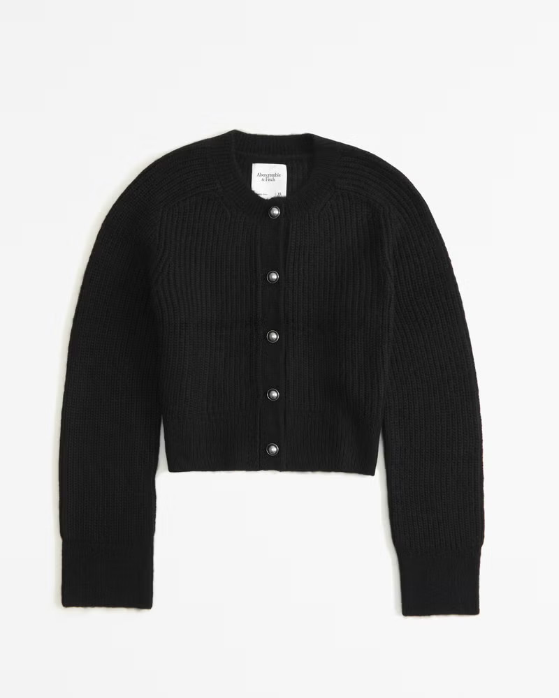 Abercrombie & Fitch Women's Crew Pearl Button Cardigan in Black - Size XS | Abercrombie & Fitch (US)