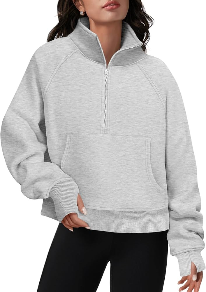 ATHMILE Womens Sweatshirts Half Zip Cropped Pullover Fleece Quarter Zipper Hoodies Fall outfits C... | Amazon (US)