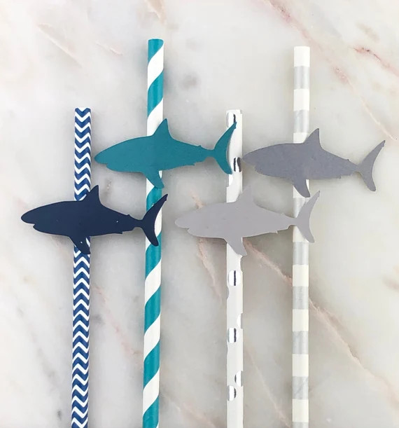 Shark Paper Party Straws 12  Shark Week  Pool Party  Beach | Etsy | Etsy (US)