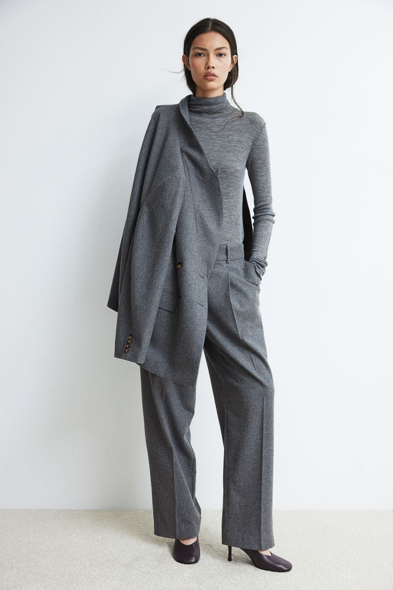 Straight Leg Pants - Dark grey marle - Ladies | H&M AU | H&M (AU)