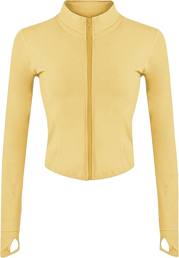 Lviefent Womens Lightweight Full Zip Running Track Jacket Workout Slim Fit Yoga Sportwear with Th... | Amazon (US)