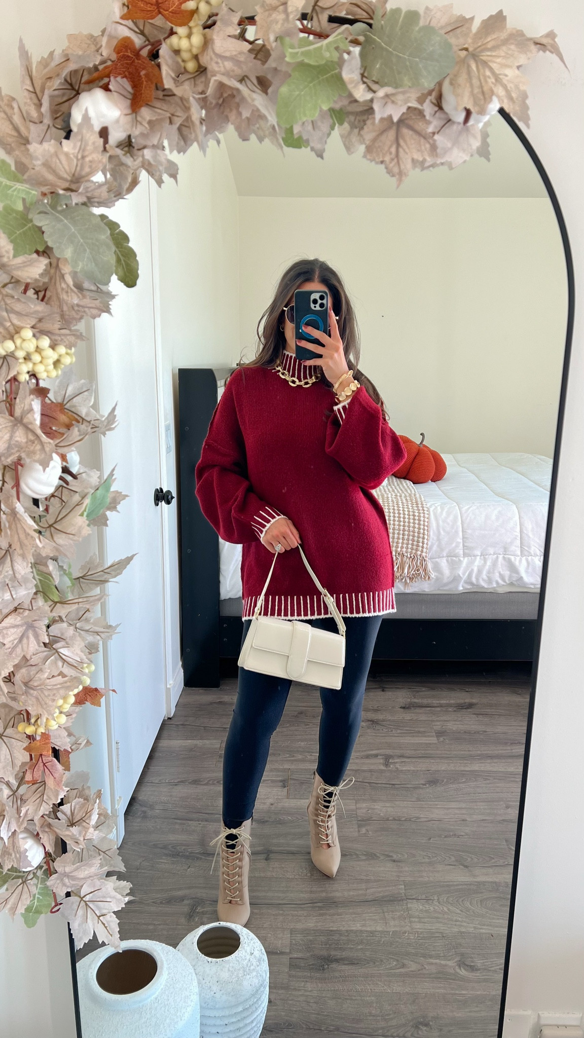 Casual chic Thanksgiving outfit idea with leggings and a sweater

#LTKStyleTip #LTKSeasonal #LTKFindsUnder50