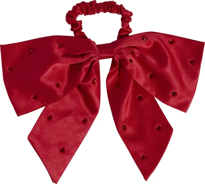 Kitsch Satin Rhinestone Bow Scrunchie | Nordstrom | Nordstrom
