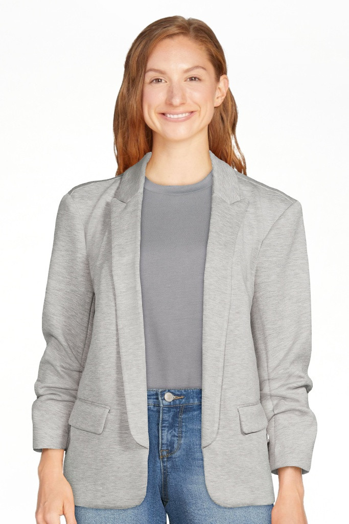 Scoop Women's and Women's Plus Relaxed Scuba Knit Stretch Blazer with Scrunch Sleeves, Sizes XS-4... | Walmart (US)