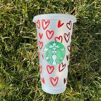 starbucks Valentine Cup, Venti Cold Cup, Valentine's Day Personalized Gift, Heart Love Cold Cup, Val | Etsy (US)