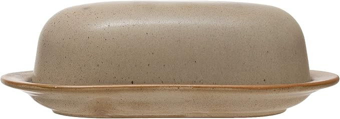 Creative Co-op Grey Stoneware Butter Dish | Amazon (US)