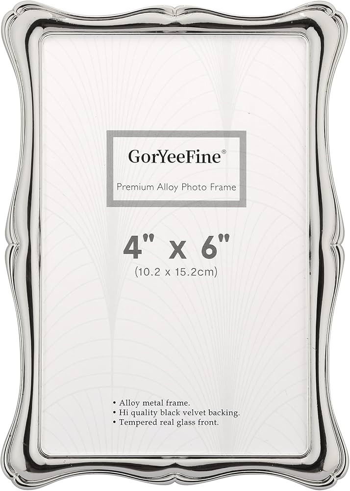 4 x 6'' Premium Alloy Silver Photo Frame - Luxury Display with Real Glass and Velvet Backing,Hi E... | Amazon (US)