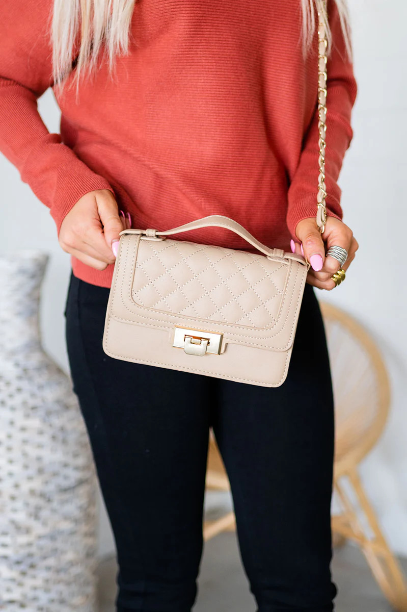 Grace Quilted Shoulder Bag- Khaki | Mindy Mae's Market