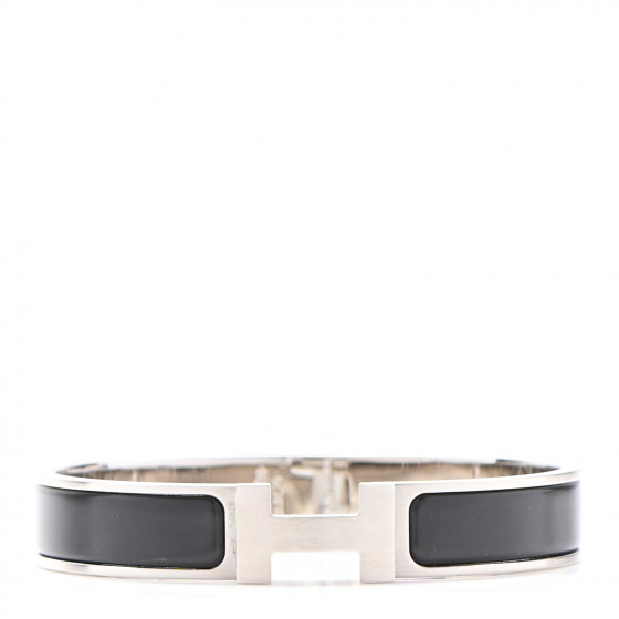 HERMES Matte Enamel Narrow Clic Clac HH Bracelet GM Black | Fashionphile