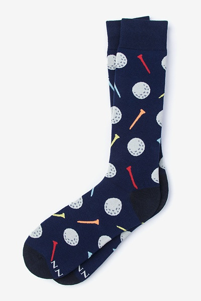 Golf Balls and Tees Men's Navy Blue Sock | Sport Socks | Ties.com | Ties.com