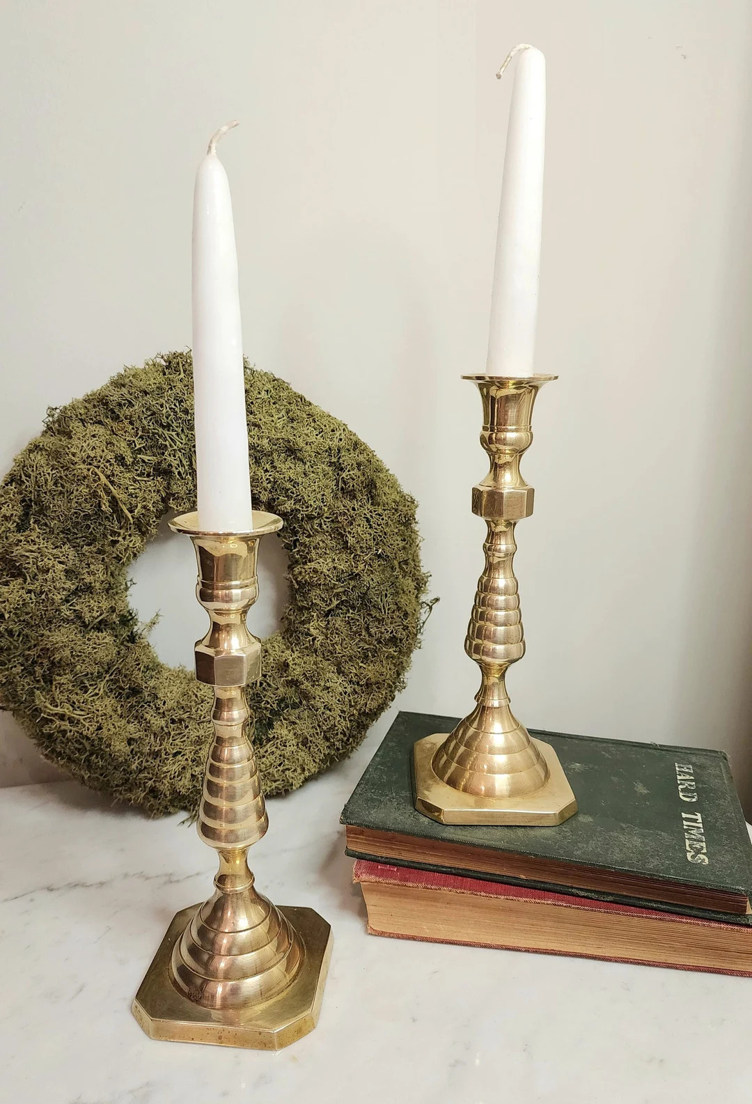 Vintage Pair of Solid Brass Antique Candlestick Holders Mid Century Modern Decor Set of 2 | Etsy (US)