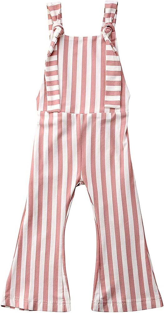 ZAXARRA Toddler Kids Baby Girl Stripes Bell-Bottom Jumpsuit Romper Overalls Pants Outfits | Amazon (US)