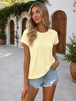 Womens Boxy Tee Shirts Cap Sleeve Crop Tops Cotton Loose Fit T Shirts Crewneck Short Sleeves Casu... | Amazon (US)