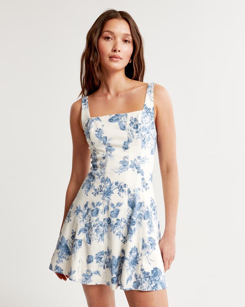 Stretch Cotton A-Line Mini Dress | Abercrombie & Fitch (US)