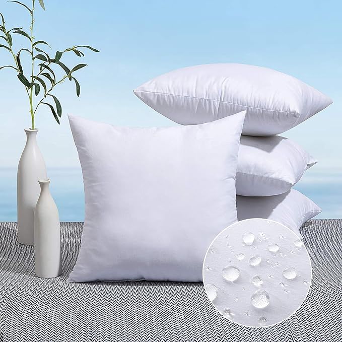 MIULEE Pack of 4 18x18 Outdoor Pillow Inserts, Water-Resistant Throw Pillow Inserts Decorative Pr... | Amazon (US)