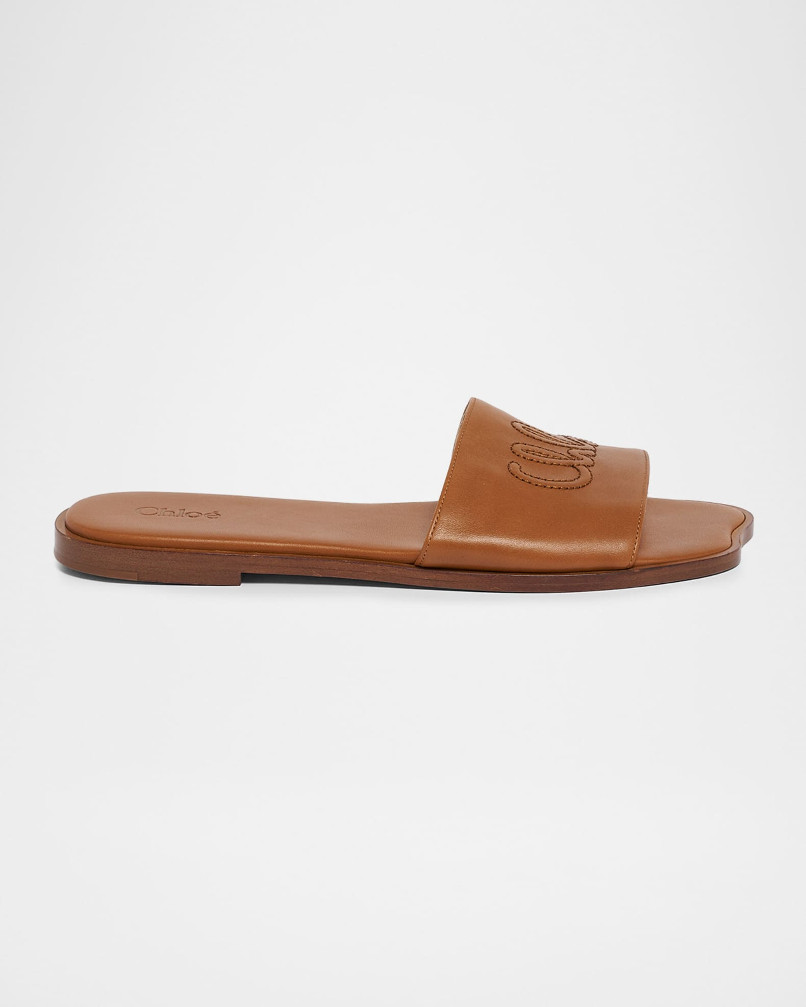 Soleil Leather Flat Slide Sandals | Neiman Marcus