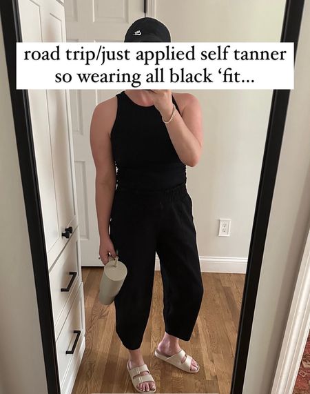 if you haven't gotten the 2 pack of these tanks yet you're missing out... $28 for the set I have the ivory/ black) in a medium. cute with everything, love the high neck & arm cuts (they don't accentuate the pit)

these barrel leg sweatpants are such a good find if you want to dip your toe into the trend without going full on Yosemite Sam - 40% off right now makes them $27. I'm in the small

this is my 3rd summer with these slides (same pair ) fave for the pool, slipping on & running around in. the dollar per wear on these basically equals zero

my 40oz tumbler is on sale 20% off in a few colors! Stanley-ish but less $$

#LTKSeasonal #LTKFindsUnder50 #LTKActive