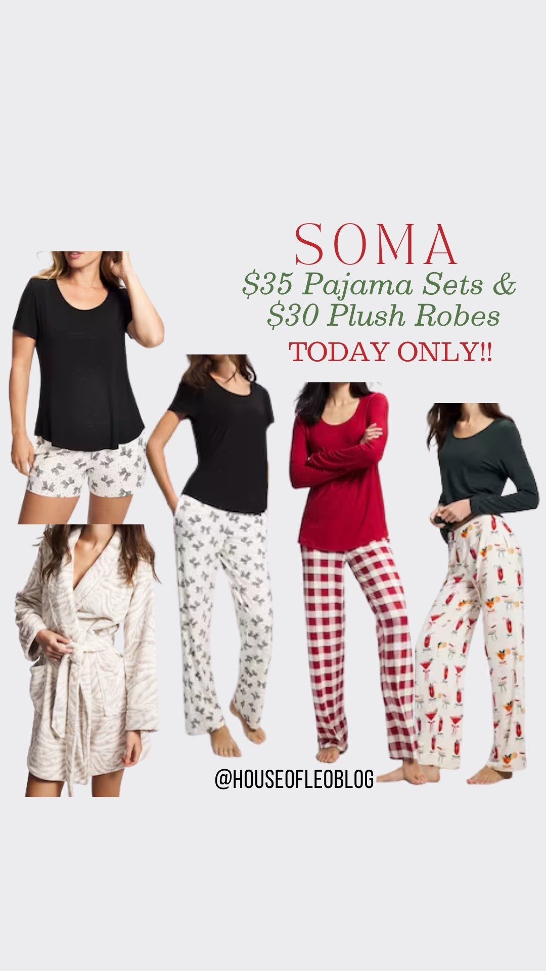 Soma PJ sets only $35 today only. Pajamas, holiday PJs, holiday pajamas, Christmas, PJs, Christmas pajamas, gifts for women, gifts for her, gift guide.

#LTKSaleAlert #LTKGiftGuide #LTKFindsUnder50
