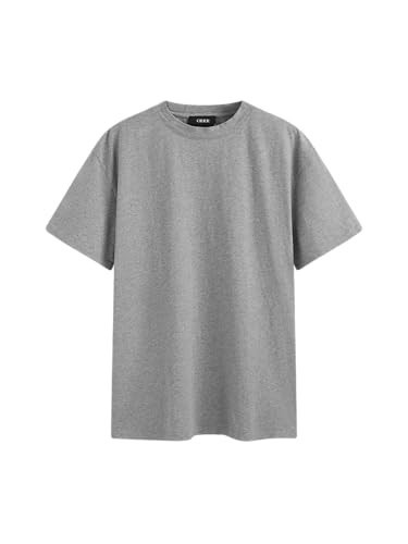 CIDER Oversized T-Shirt for Women Casual Crew Neck Tee Short Sleeve Basic Top 100% Cotton Knit Fabric Grey | Amazon (US)