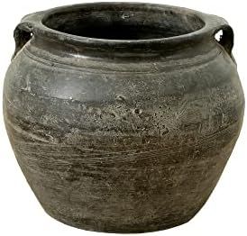 Amazon.com : Lily’s Living AM83240007 Small Gray Ceramic Indoor Outdoor Vintage Pottery Jar w/2... | Amazon (US)