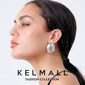 KELMALL Chunky Gold Hoop Statement Earrings for Women, Thick 18K Gold Plated Open Hoop Lightweigh... | Amazon (US)