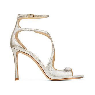 JIMMY CHOO Azia 95 Champagne Leather Sandals - Gold | Brown Thomas (IE)