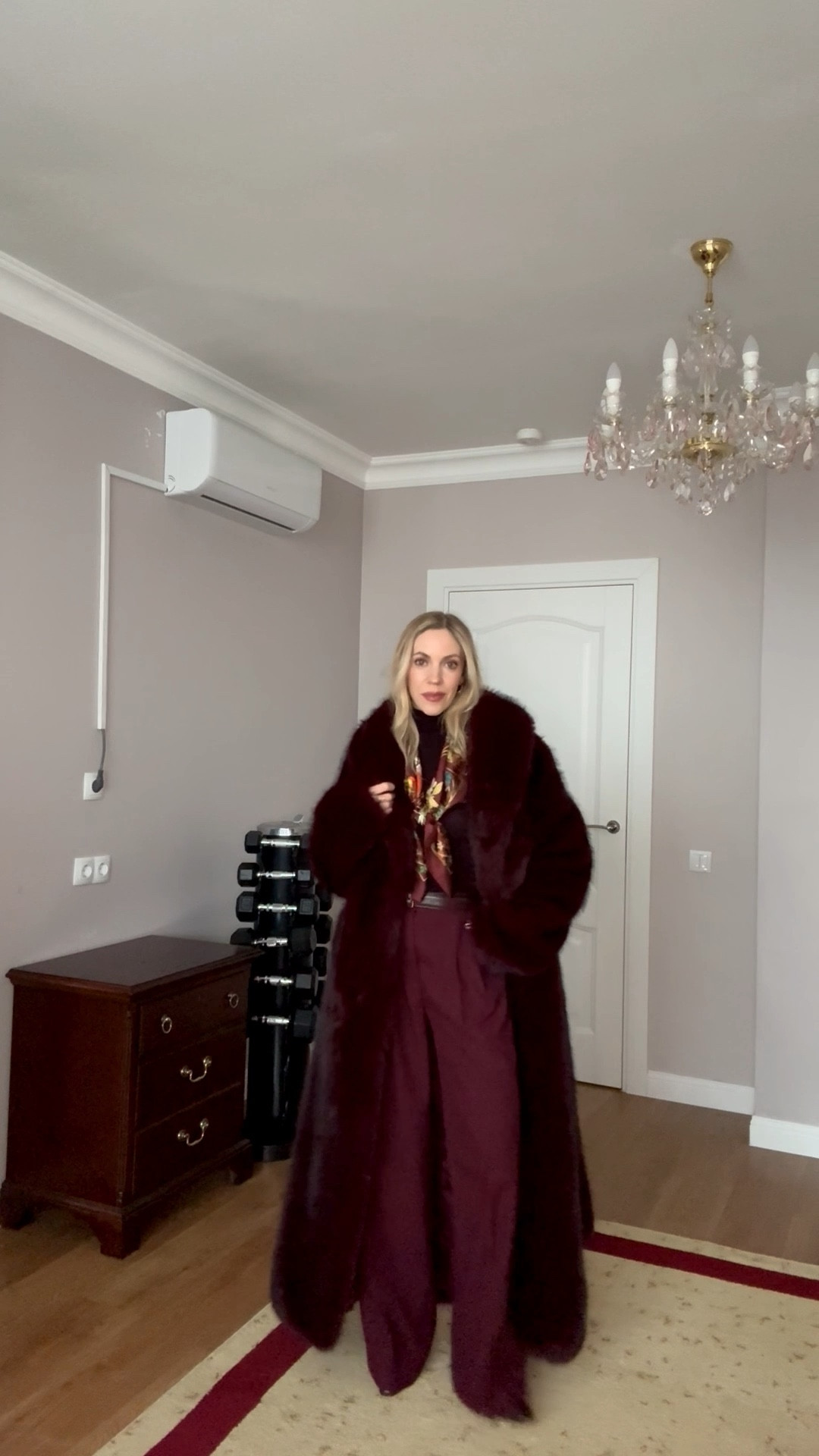 Burgundy fur coat, burgundy Gucci silk scarf, burgundy pants, work look, office style, style over 40

#LTKFindsUnder100 #LTKOver40 #LTKWorkwear