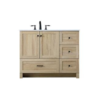 42 in W x 19 in. D x 34 in H Single Sink Bath Vanity in Mango Wood with Ivory White Engineered Marble Top | The Home Depot