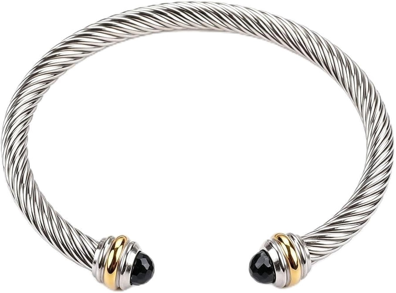 Silver Cuff Bangle Bracelets for Men Women-Adjustable Open Twisted Cable Vintage Cuff Bangle Frie... | Amazon (US)