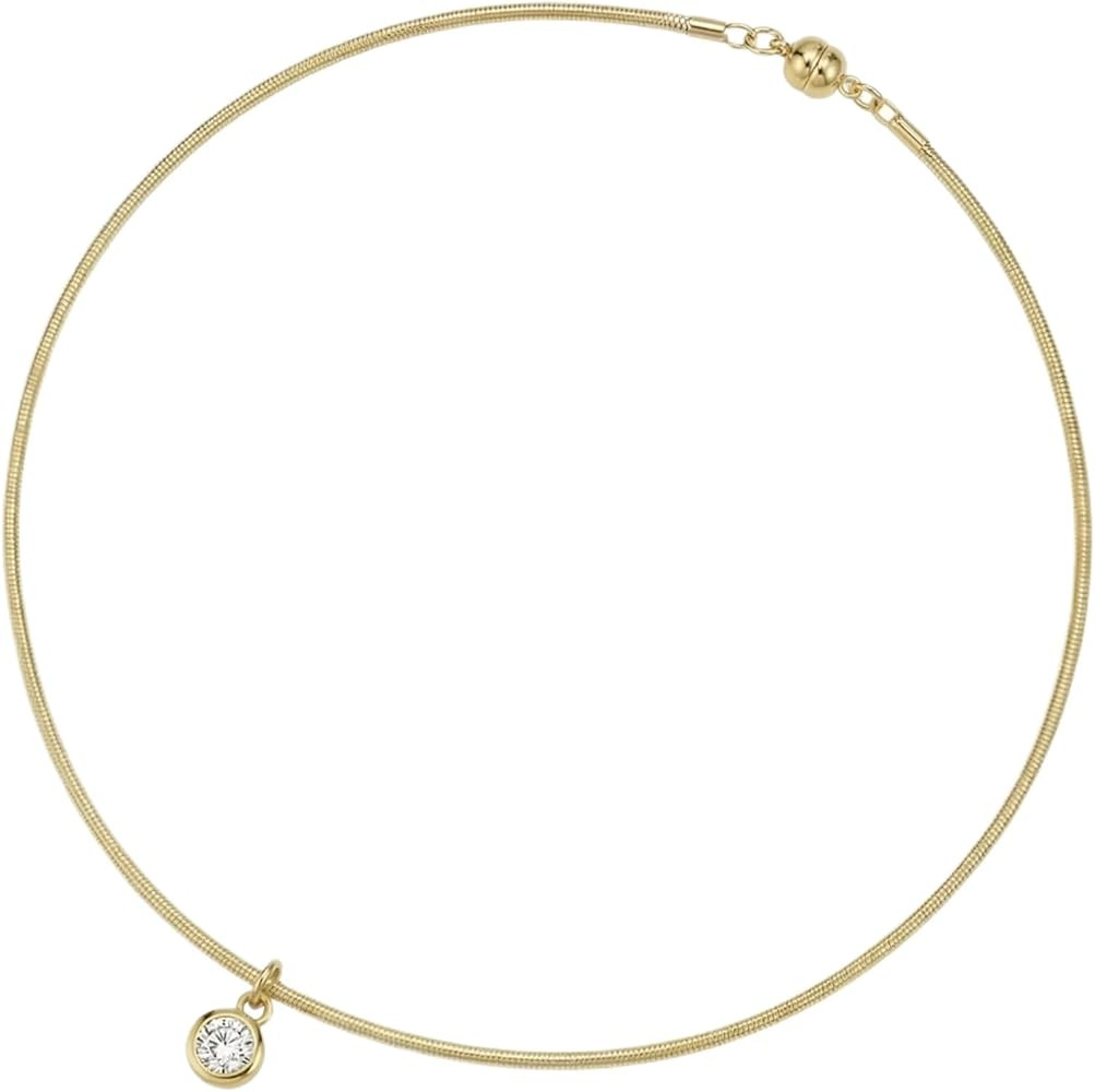 18K Gold Plated Stainless Steel Choker Necklace for Women, Dainty Minimalist Plain Chain Necklace... | Amazon (US)