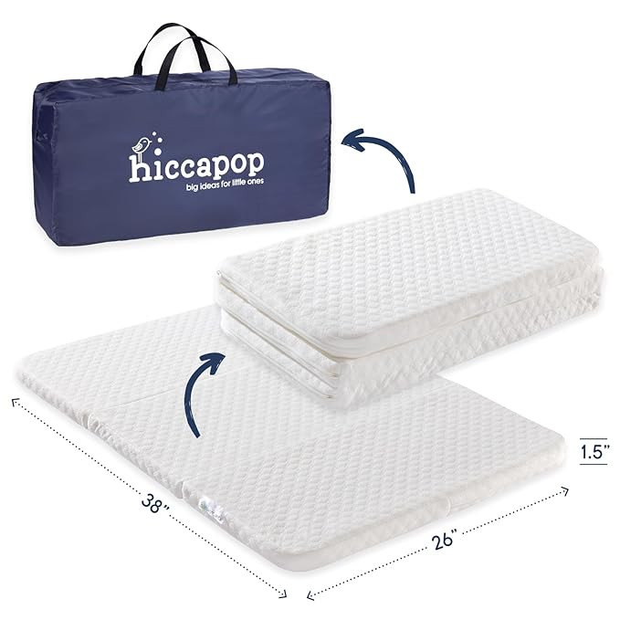 hiccapop Tri-fold Pack and Play Mattress Pad for Travel (38"x26"x1.5") with Carry Bag, Playard Ma... | Amazon (US)