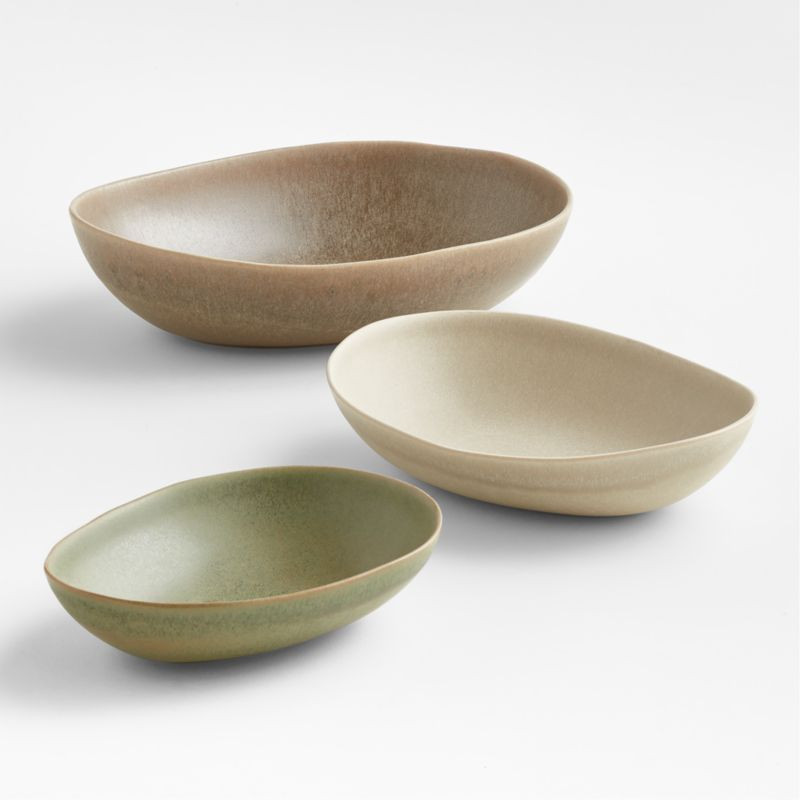 Grove Neutral Serving Bowls, Set of 3 | Crate & Barrel | Crate & Barrel