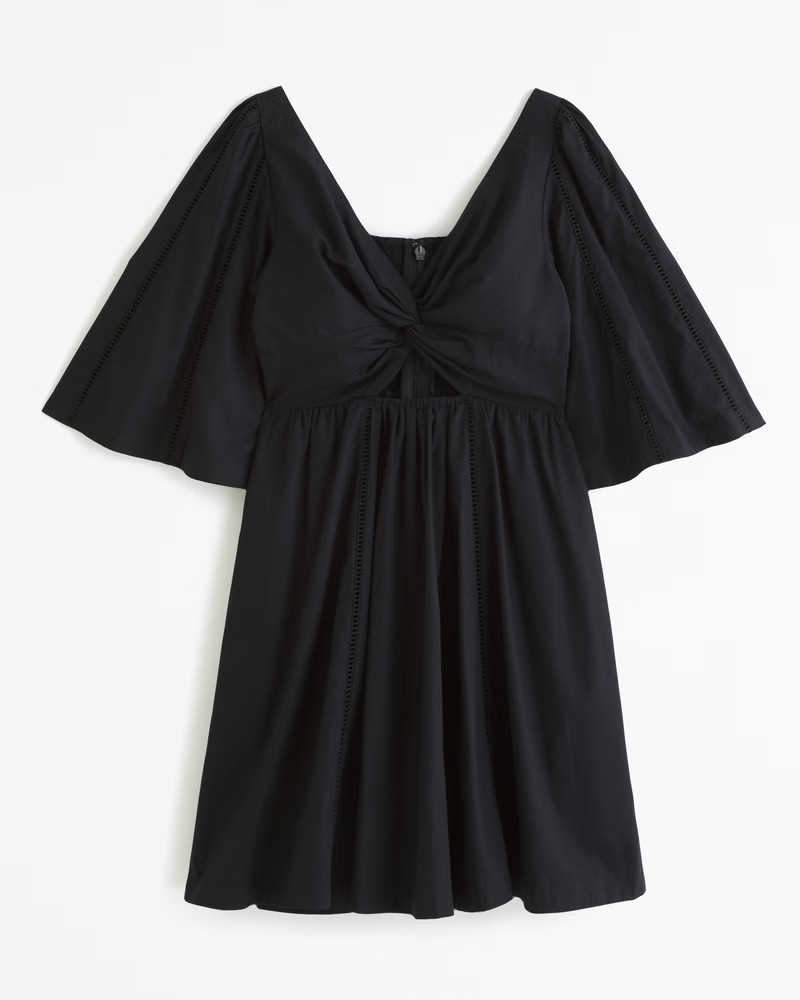 Twist-Front Poplin Mini Dress | Abercrombie & Fitch (US)