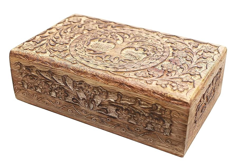 Tree of Life Mango Wood Keepsake Box | Handmade Jewelry Storage Organizer with Velvet Lining | Wo... | Amazon (US)