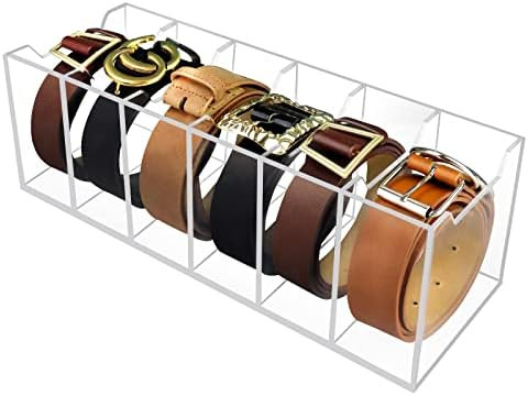 Amazon.com: Belt Organizer, 6 Grids Acrylic Belt Organizer for Closet and Drawer, Clear Belt Stor... | Amazon (US)
