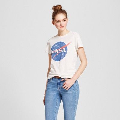 Women's NASA® Graphic T-Shirt Cream - Zoe+Liv (Juniors') | Target