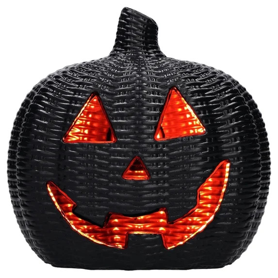 Light-Up Woven Jack-o'-Lantern Decoration, Black, 8.6", Halloween by Way To Celebrate | Walmart (US)
