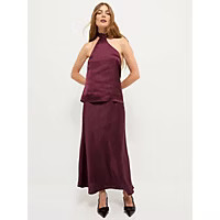 Burgundy Satin Halter Neck Top and Satin Midaxi Skirt Co-ord | George at ASDA