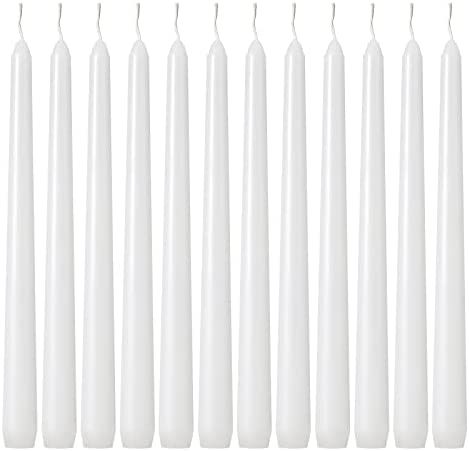 Taper Candles 10 inch (H) Dripless, Set of 24 White Unscented and Smokeless Taper Candles Long Bu... | Amazon (US)