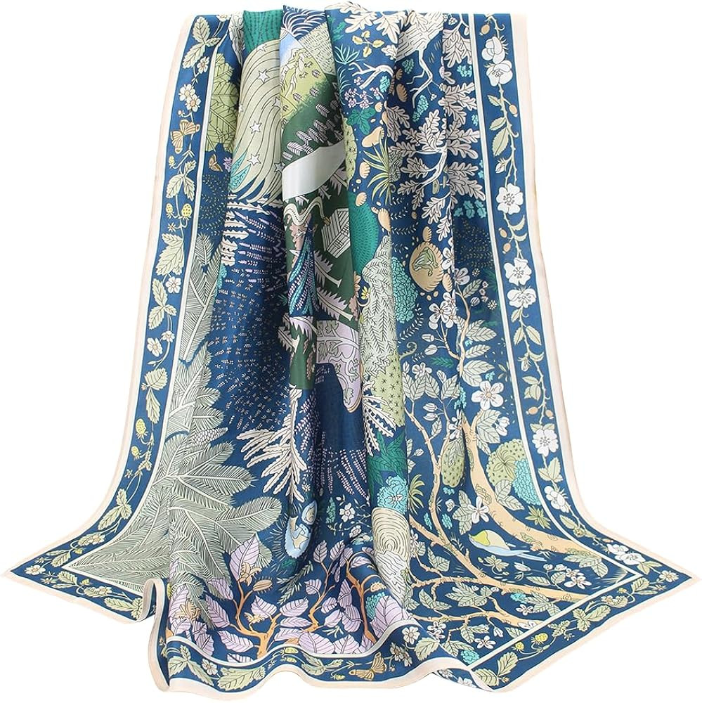 100% Pure Mulberry Silk Scarf 35" Large Square Lightweight Headscarf \u2013Women\u2019s Hair Wrap... | Amazon (US)