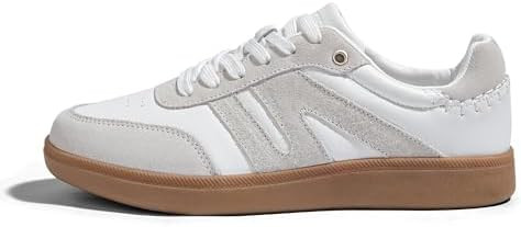LUCKY STEP Women Classic Retro Gum Sole Fashion Sneakers Casual Tennis Skate Shoe Genuine Leather... | Amazon (US)