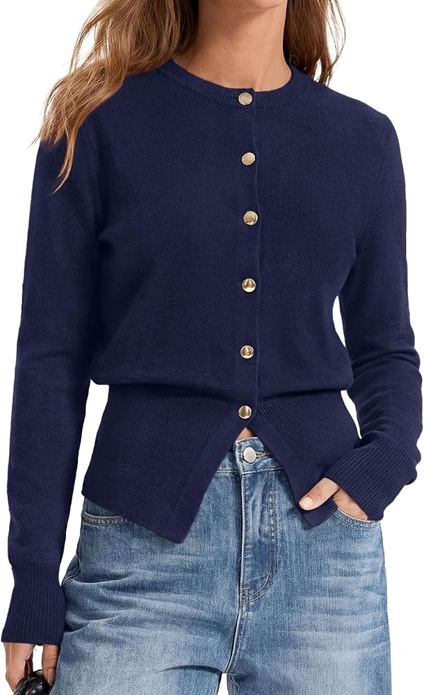 PRETTYGARDEN Womens Fall Fashion Knit Cardigan Sweaters Cinched Waist Tops | Amazon (US)